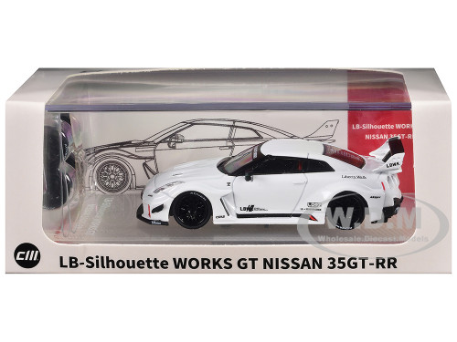 Nissan 35GT RR LB Silhouette Works GT RHD Right Hand Drive White with Extra Wheels 1/64 Diecast Model Car CM Model CM64-35RR-10