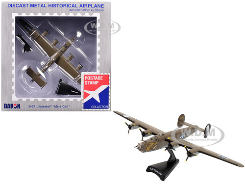 Consolidated B-24 Liberator Bomber Aircraft Male Call 707th Bomb Squadron 446th Bomb Group United States Army Air Forces 1/163 Diecast Model Airplane Postage Stamp PS5557-6