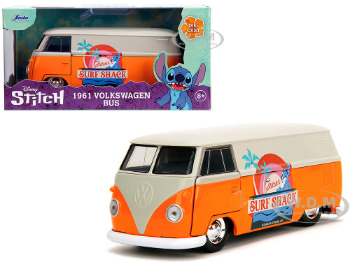 1961 Volkswagen Bus Stitch s Surf Shack Orange and Gray Disney s Stitch Hollywood Rides Series 1/32 Diecast Model Car Jada 36144