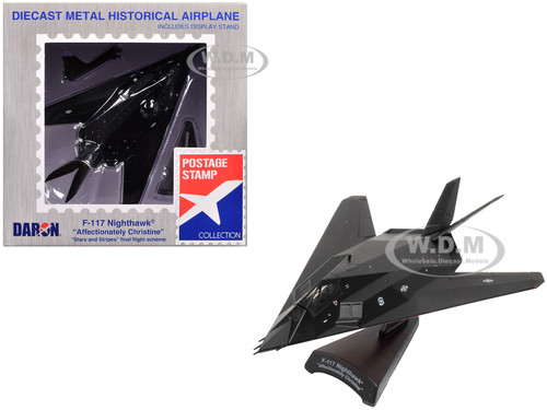 Lockheed F-117 Nighthawk Stealth Aircraft Affectionately Christine Stars and Stripes United States Air Force 1/150 Diecast Model Airplane Postage Stamp PS5386-1