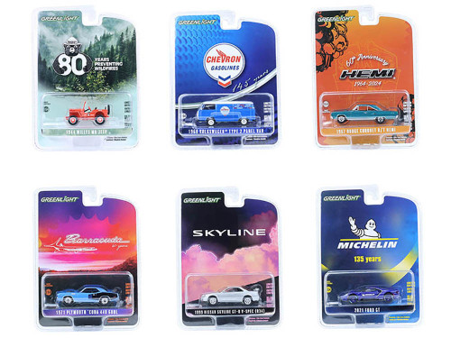 Anniversary Collection Set of 6 pieces Series 17 1/64 Diecast Model Cars Greenlight 28160SET