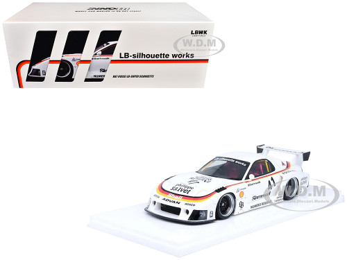 Mazda RX7 FD3S LB Super Silhouette RHD Right Hand Drive #41 White with Stripes and Graphics 1/18 Model Car Inno Models IN18-LBWKRX7-02