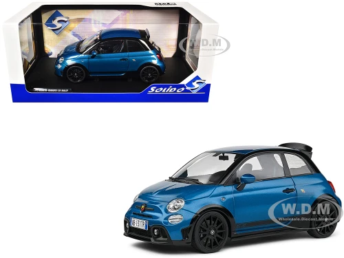 2022 Fiat 695 Abarth Tributo 131 Rally Podium Blue Metallic with Black Side Stripes 1/18 Diecast Model Car Solido S1811303