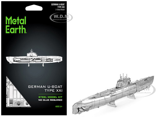 Model Kit German U Boat Type XXI Submarine Challenging Difficulty Steel Model Metal Earth MMS121