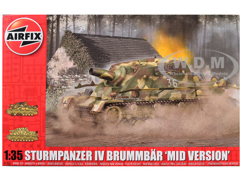 Level 3 Model Kit Sturmpanzer IV Brummbar Mid Version Tank with 2 Scheme Options 1/35 Plastic Model Kit Airfix A1376