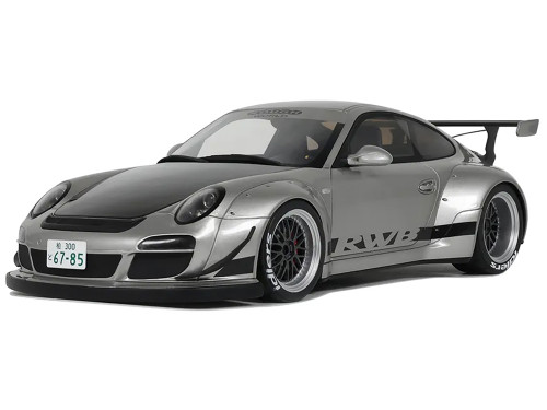 2024 Porsche 911 RWB Abu Silver Metallic with Black Hood 1/18 Model Car GT Spirit GT483