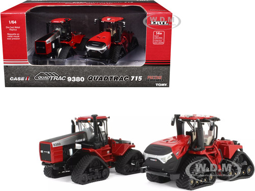Case IH QuadTrac 9380 Tractor Red Case IH QuadTrac 715 Tractor Set 2 Tractors Prestige Collection 1/64 Diecast Models ERTL TOMY 44410
