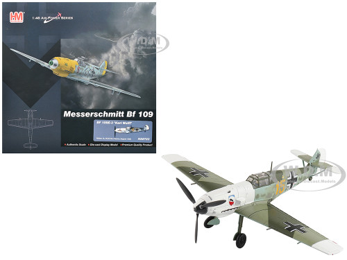 Messerschmitt Bf 109E 3 Fighter Aircraft Yellow 15 Karl Wolff III JG 52 France 1940 German Luftwaffe Air Power Series 1/48 Diecast Model Hobby Master HA8723