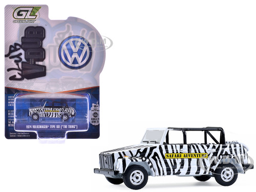 1974 Volkswagen Thing Type 181 Safari Adventure Black and White Zebra Stripes Club Vee Dub Series 21 1/64 Diecast Model Car Greenlight 36120D