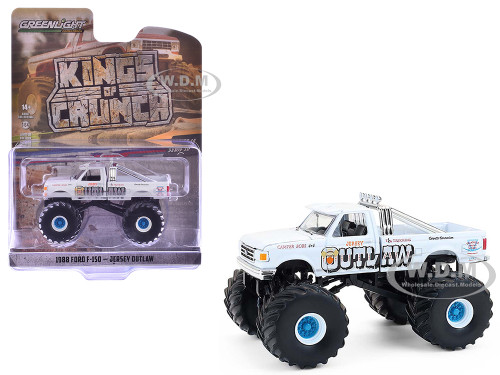 1988 Ford F 150 Monster Truck Jersey Outlaw White Kings of Crunch Series 16 1/64 Diecast Model Car Greenlight 49160C