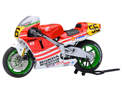 Honda NSR500 WGP500 Motorcycle #56 Red and White with Helmet Baribari Legend 1986 OVA 1/12 Model Autoart 12566