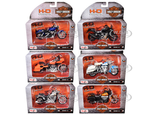 Harley Davidson Motorcycles 6 piece Set Series 44 1/18 Diecast Models by Maisto