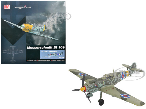 Messerschmitt Bf 109E 3 Fighter Aircraft White 2 Jan Reznak 13 slow JG 52 Kraznodar USSR 1943 German Luftwaffe Air Power Series 1/48 Diecast Model Hobby Master HA8724