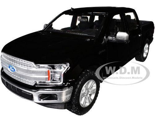 2019 Ford F 150 Lariat Crew Cab Pickup Truck Black 1/24 1/27 Diecast Model Car Motormax 79363bk