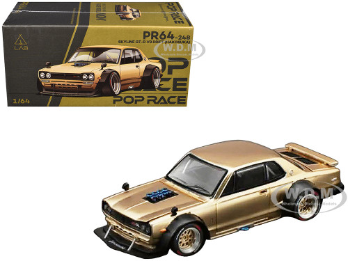 Skyline GT R V8 Drift Hakosuka RHD Right Hand Drive Gold Metallic 1/64 Diecast Model Car Pop Race PR640248