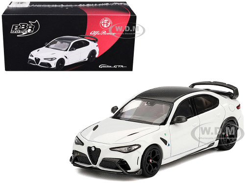Alfa Romeo Giulia GTAm White with Carbon Top 1/64 Diecast Model Car BBR BBRDIE6426