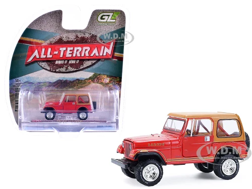 1980 Jeep CJ 7 Laredo Red with Tan Top All Terrain Series 17 1/64 Diecast Model Car Greenlight 35310E