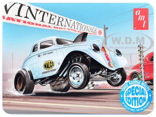 Skill 2 Model Kit 1933 Willys Gasser Ohio George with Collectible Tin Packaging 1/25 Scale Model AMT AMT1513