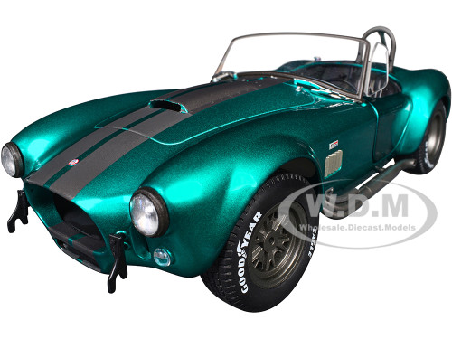 Shelby Cobra 427 MKII Teal Metallic with Gray Stripes Pink Slips Series 1/18 Diecast Model Car Jada 36467