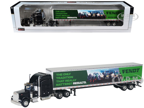 Peterbilt 379 Sleeper Cab Black with Trailer 