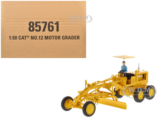 CAT Caterpillar No 12 Motor Grader Yellow with Operator Vintage Series 1/50 Diecast Model Diecast Masters 85761