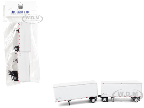 28 Dry Van Double Pup Trailers White Set of 2 pieces 1/87 (HO) Plastic Model Car HO Logistics HL-149