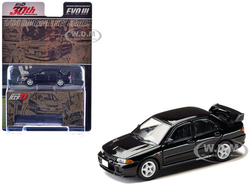 Mitsubishi Lancer RS Evolution III RHD Right Hand Drive Black Initial D 1995 2013 Manga Diorama Set Series 1/64 Diecast Model Car Hobby Japan HJDMD004