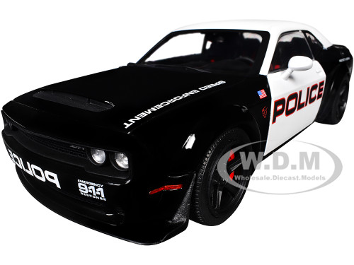 2023 Dodge Challenger Demon Police Black and White 1/18 Diecast Model Car Solido S1805715