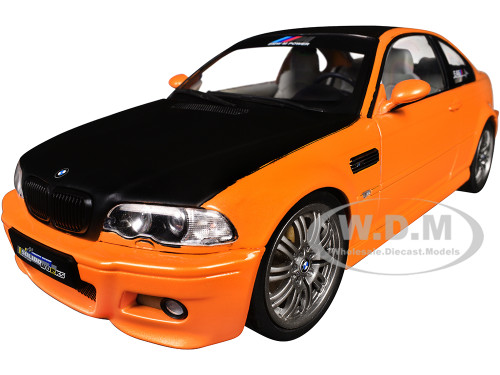 2000 BMW E46 M3 Solido Works Orange Metallic with Matt Black Hood and Carbon Top 1/18 Diecast Model Car Solido S1806509
