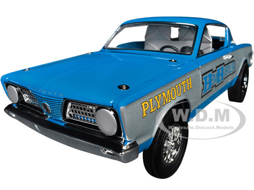 1966 Plymouth Barracuda Hemi Hustler Blue with White Stripes Limited Edition to 374 pieces Worldwide 1/18 Diecast Model Car ACME A1806138