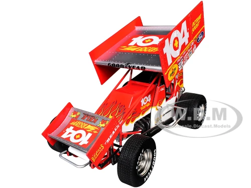 Winged Sprint Car #104 Jeff Swindell Octane Boost Red with Graphics National Sprint Car Hall of Fame 1/18 Diecast Model Car ACME A1809527