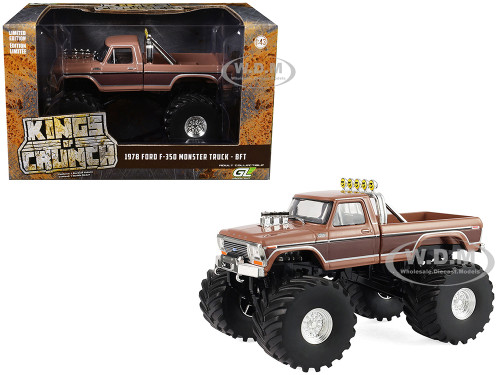 1978 Ford F 350 Monster Truck with 66 Inch Tires BFT Brown Two Tone Kings of Crunch Series 1/43 Diecast Model Car Greenlight 88051