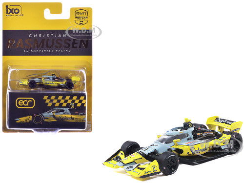 Dallara IndyCar #21 Christian Rasmussen Splenda Ed Carpenter Racing Road Course Configuration NTT IndyCar Series 2026 1/64 Diecast Model Car IXO Models IND64043