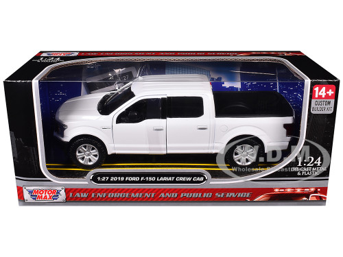 2019 Ford F 150 Lariat Crew Cab Pickup Truck Unmarked Plain White Custom Builder s Kit Law Enforcement and Public Service Series 1/27 Diecast Model Car Motormax 76981W-BB