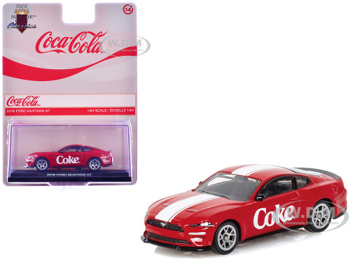 2018 Ford Mustang GT Coca Cola Red with White Stripes 1/64 Diecast Model Motor City Classics 450030
