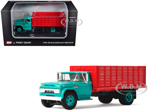 GMC 4000 Grain Truck Turquoise with Red Container 1/64 Diecast Model DCP/First Gear 60-2260