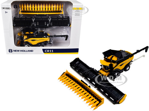 New Holland CR11 Tracked Combine 16-Row Corn Head Draper Grain Head Yellow 1/64 Diecast Model ERTL TOMY ET61001