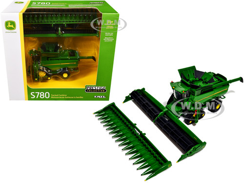 John Deere S780 Tracked Combine 16-Row Corn Head Draper Grain Head Green Prestige Collection Series 1/64 Diecast Model ERTL TOMY 45872