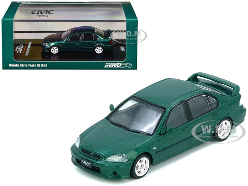 Honda Civic Ferio Si EK RHD Right Hand Drive Green Metallic 1/64 Diecast Model Car Inno Models IN64-EKS-GREEN