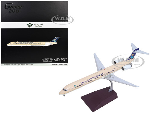 McDonnell Douglas MD 90 Commercial Aircraft Saudia Airlines HZ API Beige with Blue Tail Gemini 200 Series 1/200 Diecast Model Airplane GeminiJets G2SVA1333