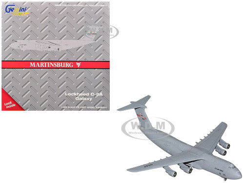 Lockheed C 5A Galaxy Transport Aircraft Martinsburg Air Force Base United States Air Force 68 0222 Gray Gemini Macs Series 1/400 Diecast Model Airplane GeminiJets GMUSA152