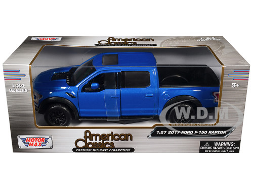 2017 Ford F 150 Raptor Pickup Truck Medium Blue Metallic 1/27 Diecast Model Car Motormax 79344lbl