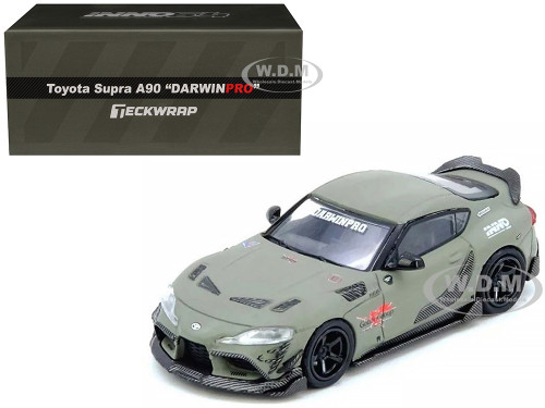 Toyota Supra A90 DarwinPro Matt Green with Carbon Accents 1/64 Diecast Model Car Inno Models IN64-A90DP-MATGR
