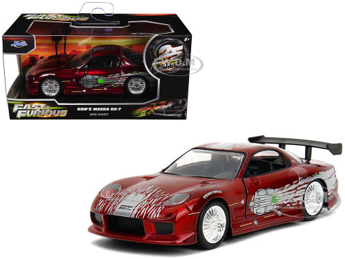 Dom s Mazda RX 7 Candy Red with Graphics The Fast and the Furious 2001 Movie 25 Years of Fast & Furious Series 1/32 Diecast Model Car Jada 35400-25TH