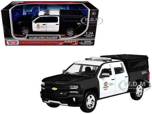 2017 Chevrolet Silverado 1500 LT Z71 Crew Cab Pickup Truck Los Angeles Police Department Black and White Law Enforcement and Public Service Series 1/27 Diecast Model Car Motormax 76633
