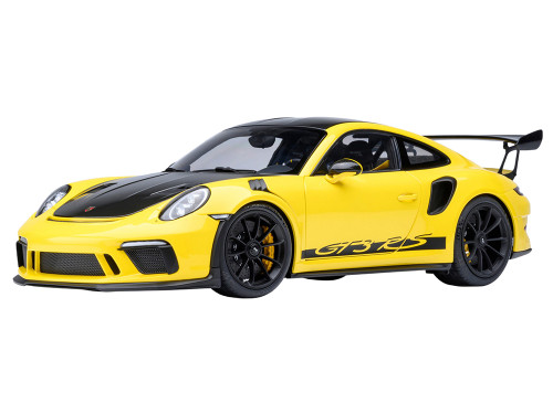 Porsche 911 991 2 GT3 RS Weissach Racing Yellow with Carbon Hood and Top 1/18 Model Car Autoart 78178