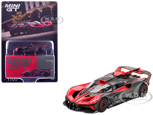 Bugatti Bolide Red and Carbon Fiber Limited Edition 1/64 Diecast Model Car Mini GT MGT01105