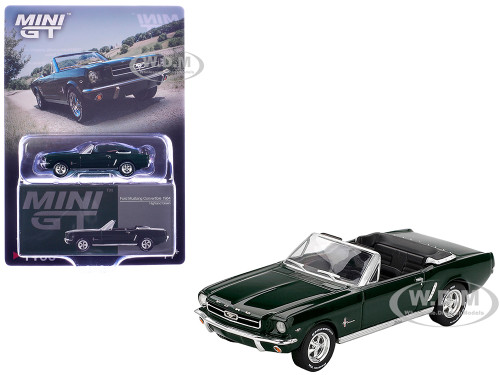 1964 Ford Mustang Convertible Highland Green Limited Edition 1/64 Diecast Model Car Mini GT MGT01166