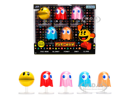 Set of 5 Diecast Figures Pac Man 1980 Video Game Metalfigs Series Diecast Models Jada 37347
