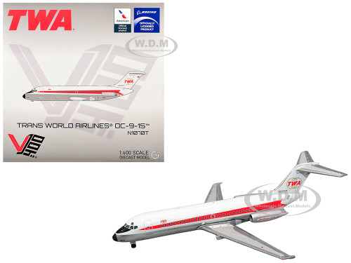 McDonnell Douglas DC 9 15 Commercial Aircraft Trans World Airlines N1070T White with Red Stripes 1/400 Diecast Model Airplane V1:400 400008